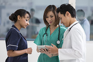 Diverse nurses working together